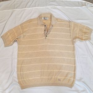 Burberry's London Polo Sweater Shirt Cream/Tan Large 42